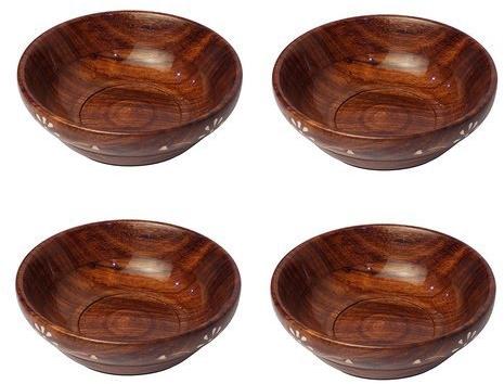 Round wood Serving Bowl, for Home, Bowl Size : 6 inch