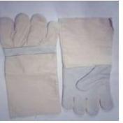 Leather Striped Canvas Gloves