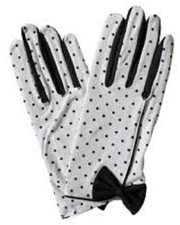 White Men Polka Dotted Gloves