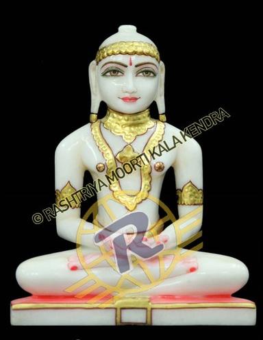 Multicolor MARBLE MAHAVEER SWAMI STATUE, Size : 12inch