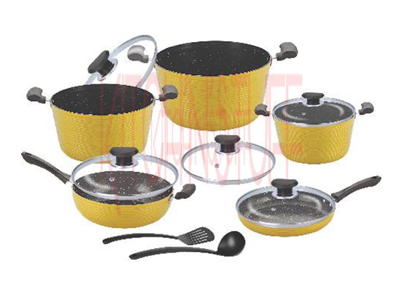 Cookware Set 12 Pcs. Dark Rock, Metal Type Aluminium Krish Exports