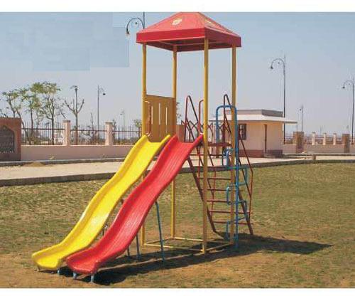 Orange FRP Double Wave Slide