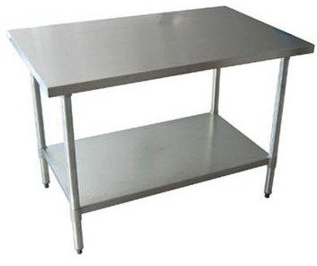 Chrome Finish Plain Stainless Steel Commercial Table, Shape : Rectangular