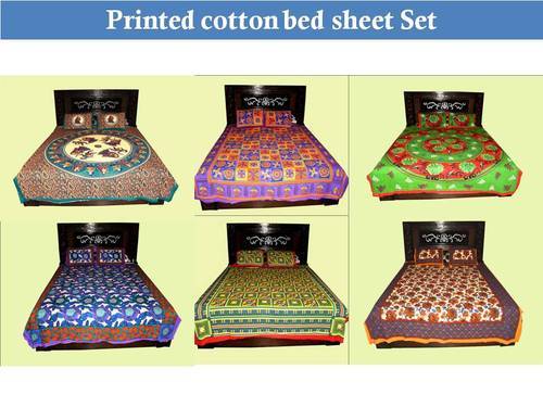 Lucky Handicraft Printed Cotton Bed Sheets, Color : Multi colored