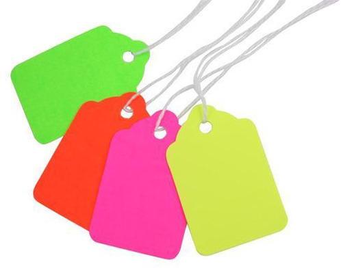 Art Paper Colored Luggage Tags, Pattern : Plain