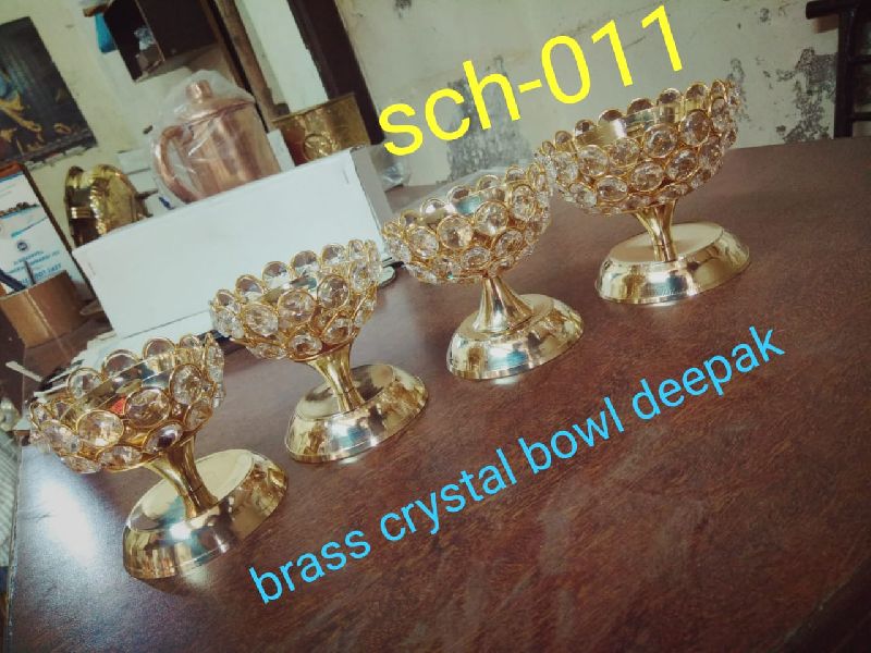 Brass Bowl Crystal Diya
