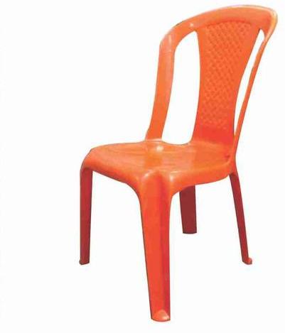 Orange Plastic Armless Chair, Finishing : Polished