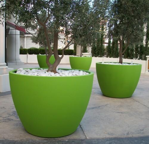 Round Color Coated Garden Pots, Color : Green