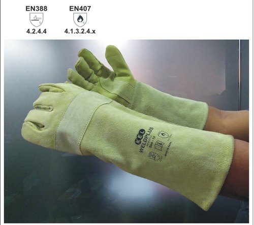KEL Split Leather Gloves, Length : 40 cm