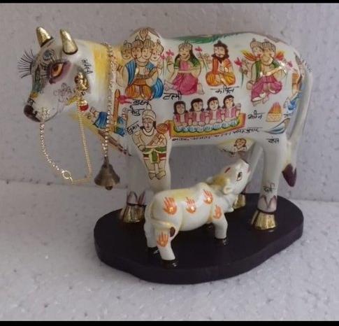 Polyresin Kamdhenu Cow Statue, for Interior Decor