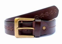 Leather Design Brown Belt, Gender : Male