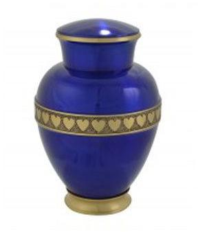 Blue Heart Print Brass Urn, for Home Decor, Hotel Decor, Restaurant Decor, Packaging Type : Carton Box