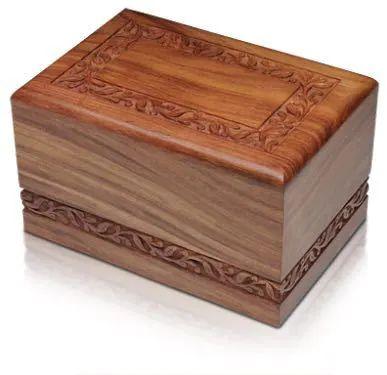 Carved Sheesham Wood Cremation Urn, for Home Decor, Hotel Decor, Restaurant Decor, Packaging Type : Carton Box
