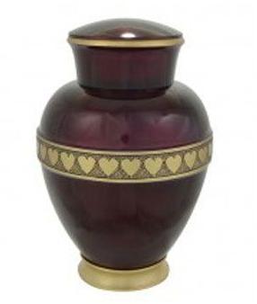 Purple Heart Print Brass Urn, for Home Decor, Hotel Decor, Restaurant Decor, Packaging Type : Carton Box