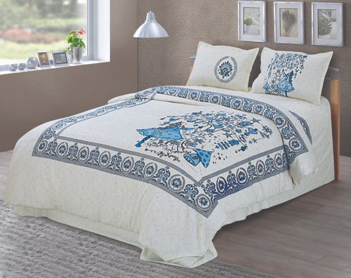 HappyKraft Twil Cotton King Size Bed Sheet, Size : 100X108