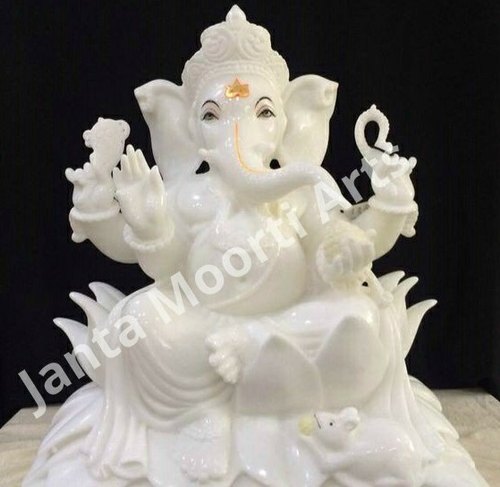  Jaipur Marble Ganesh Statue, Color : White
