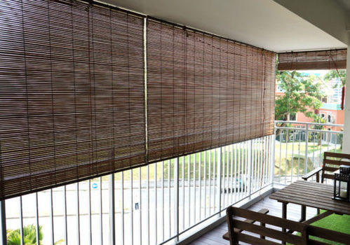 PVC Bamboo Window Blinds, for Home, Color : Brown