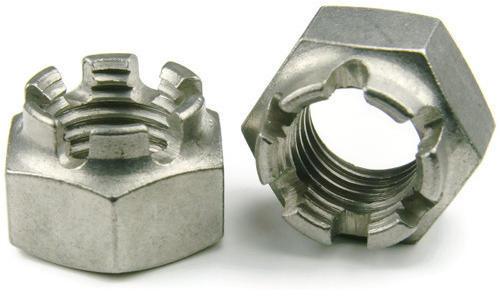 Mild Steel Hexagonal Castle Nut, Color : Metallic Silver