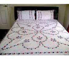 Multicolor Cotton Plain Dyed Embroidered Bed Sheet, For Home, Size : Multisizes