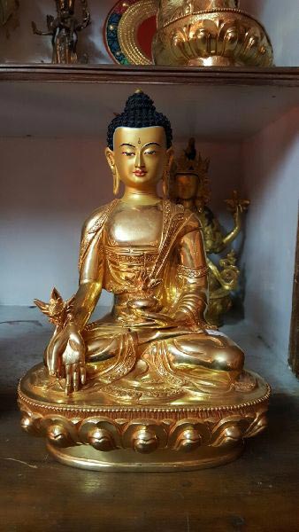 Indian Shelf Vocalforlocal Handmade Golden Brass Buddha Head Pack of 1 Statue Statement Pieces Decor Gift Items
