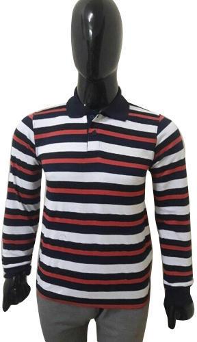 Striped Full Sleeves T-Shirt,, Size : Small, Medium, Large, XL, XXL