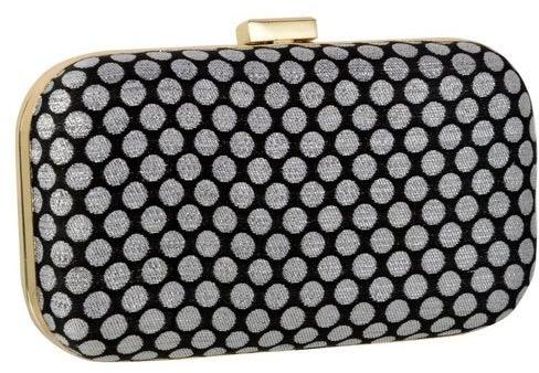 Craft Zen Rectangular Polka Dot Clutch Bag, Color : Black Grey