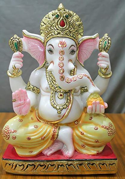 Marble Ganesh Statue, for Home, Office, Temple, Color : Multi Color