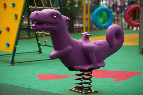 Two Seater Dinosaur Spring Rider Toy, Color : Purple