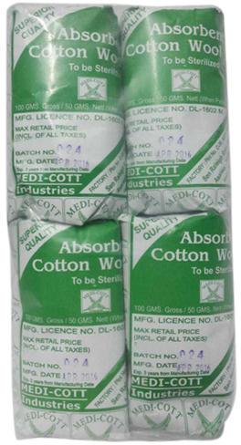 Bleached Absorbent Cotton Wool, Packaging Size : 4 Roll In Per Pack