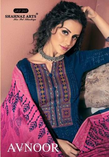 Shahnaz Arts Straight cotton embroidery suit, Color : 10 Colours