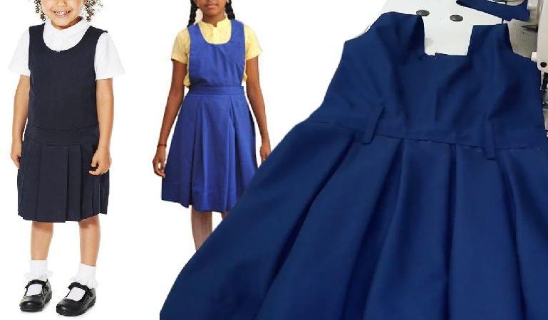Plain Cotton School Uniform Frock, Size : Large, Medium, Small