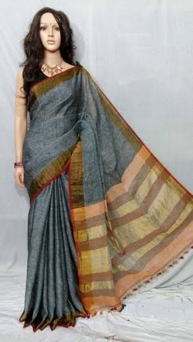 Pure Linen Saree, Occasion : Casual Wear, Party Wear