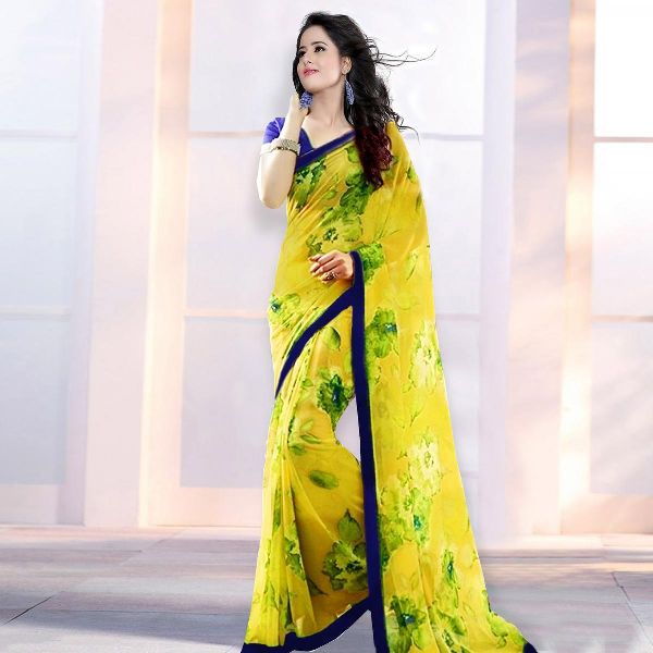 Printed Georgette Sarees, Saree Length : 5.5 Mtr