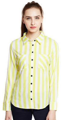 Linen Ladies Striped Shirt, Size : S-XXL