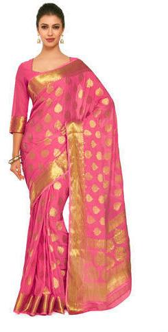 Satin Zari Work Sarees