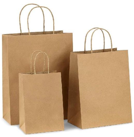 Brown Paper Bag, for Gift Packaging, Shopping, Pattern : Plain