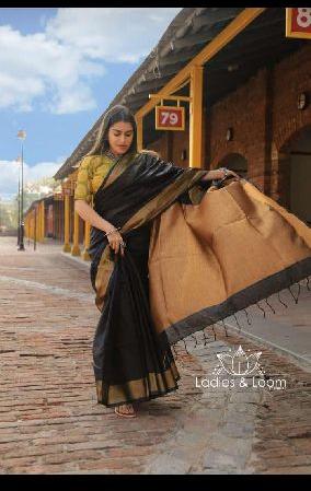 Plain Linen Silk Saree, Age Group : Girls