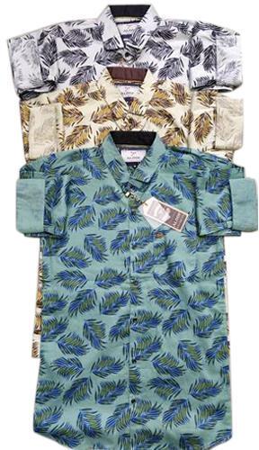 Aloof Cotton Mens Leaf Printed Shirt, Occasion : Casual Wear