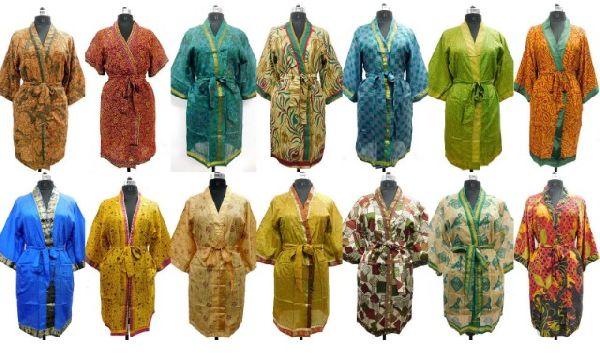 Silk Saree Vintage Kimono Ethnic Soft Women\'s Bath Robes