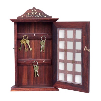 Single Door Key Box Wooden Holder, Wooden Key Wall Hanging
