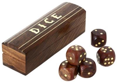 WOODEN DICE SET WITH BRASS