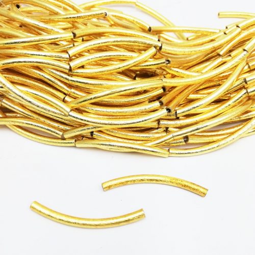Brushed Gold Plated Curve Tube Bead