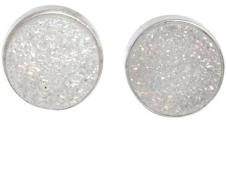 Druzy Round 10mm Silver Plated Bezel Set Stud Earrings