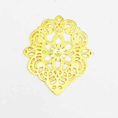 Flower Cut Out Fancy Brushed Gold Plated Charms