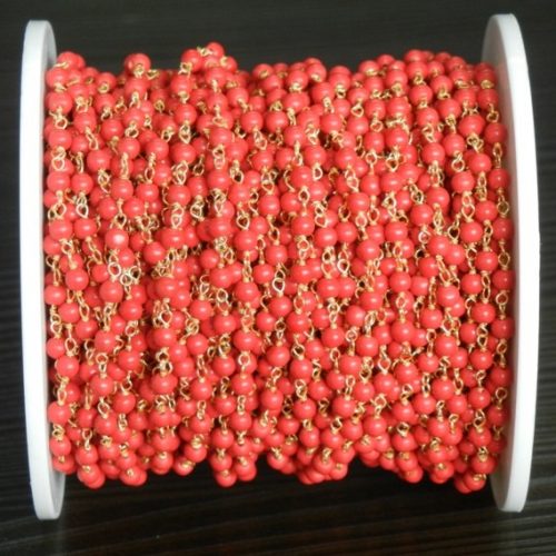 Gold Plated Vermeil Coral Beaded Chains