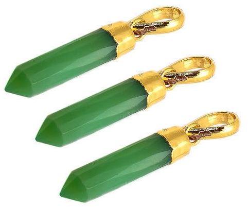 Green Chalcedony Gold Electroplated Cap Spikes Pendant