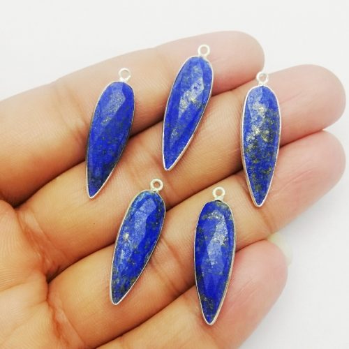 Lapis Lazuli Pear Drop Shape Silver Bezel Pendant