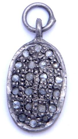 Pave Oval Diamond Charm Pendant