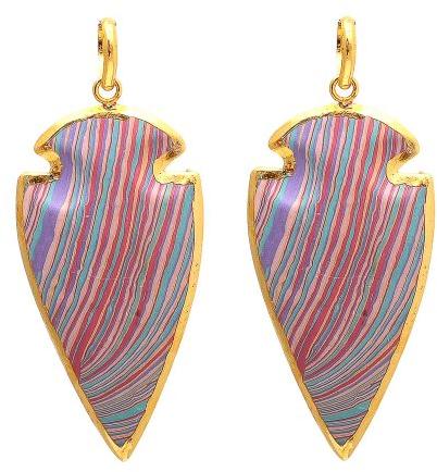 Rainbow Color Turquoise Gold Electroplated Arrowhead Pendant