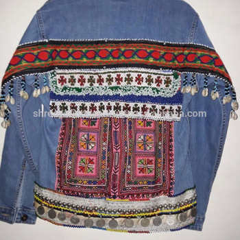 Tribal Boho Denim Jacket Banjara Embellished Gypsy Born Wild Jacket